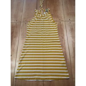 Market & Spruce Striped Halter Neck Dress Mustard Yellow White Size S
